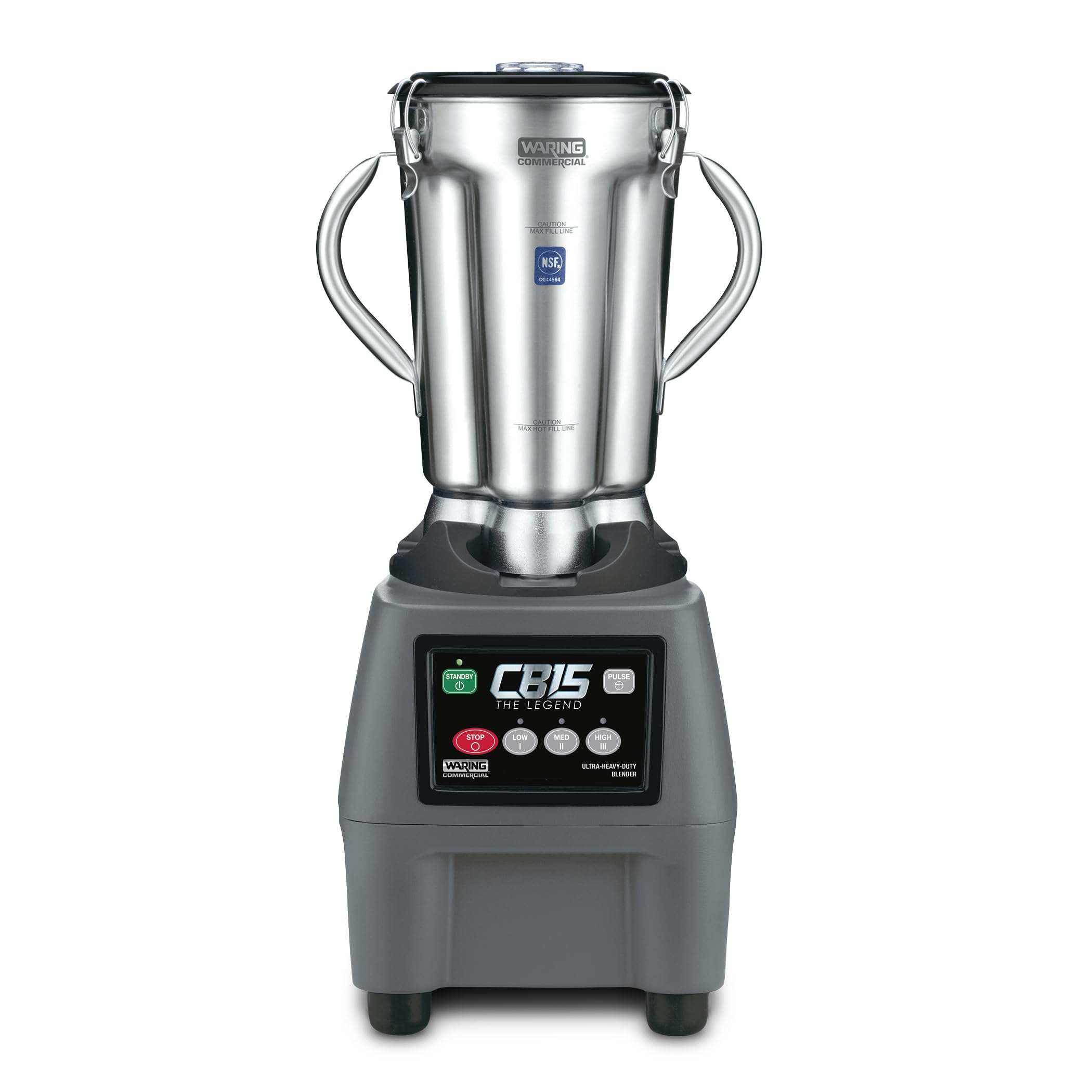 Waring Commercial CB15 Ultra Heavy Duty 3.75 HP Blender, Electric Touchpad Controls with Stainless Steel 1 Gallon Container, 120V, 5-15 Phase Plug,Black