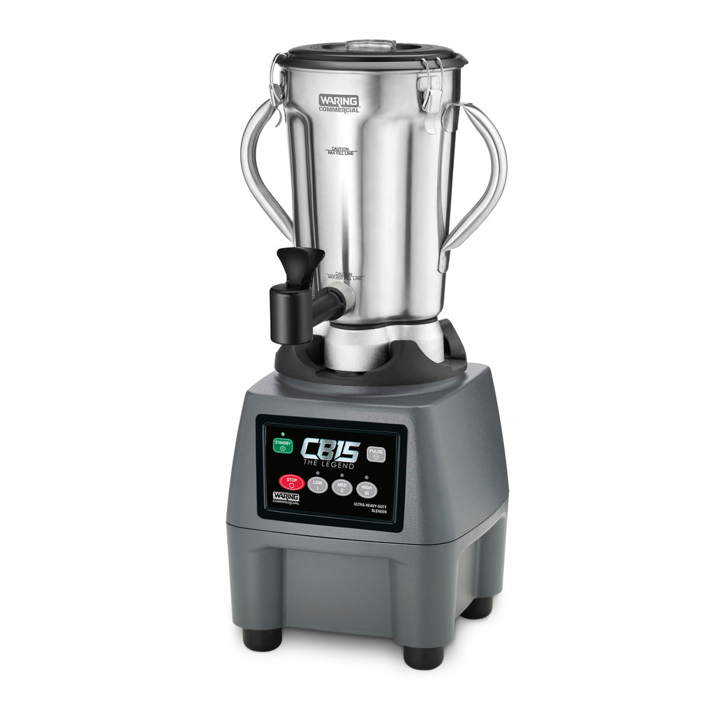 Waring Commercial CB15 Ultra Heavy Duty 3.75 HP Blender, Electric Touchpad Controls with Stainless Steel 1 Gallon Container, 120V, 5-15 Phase Plug,Black