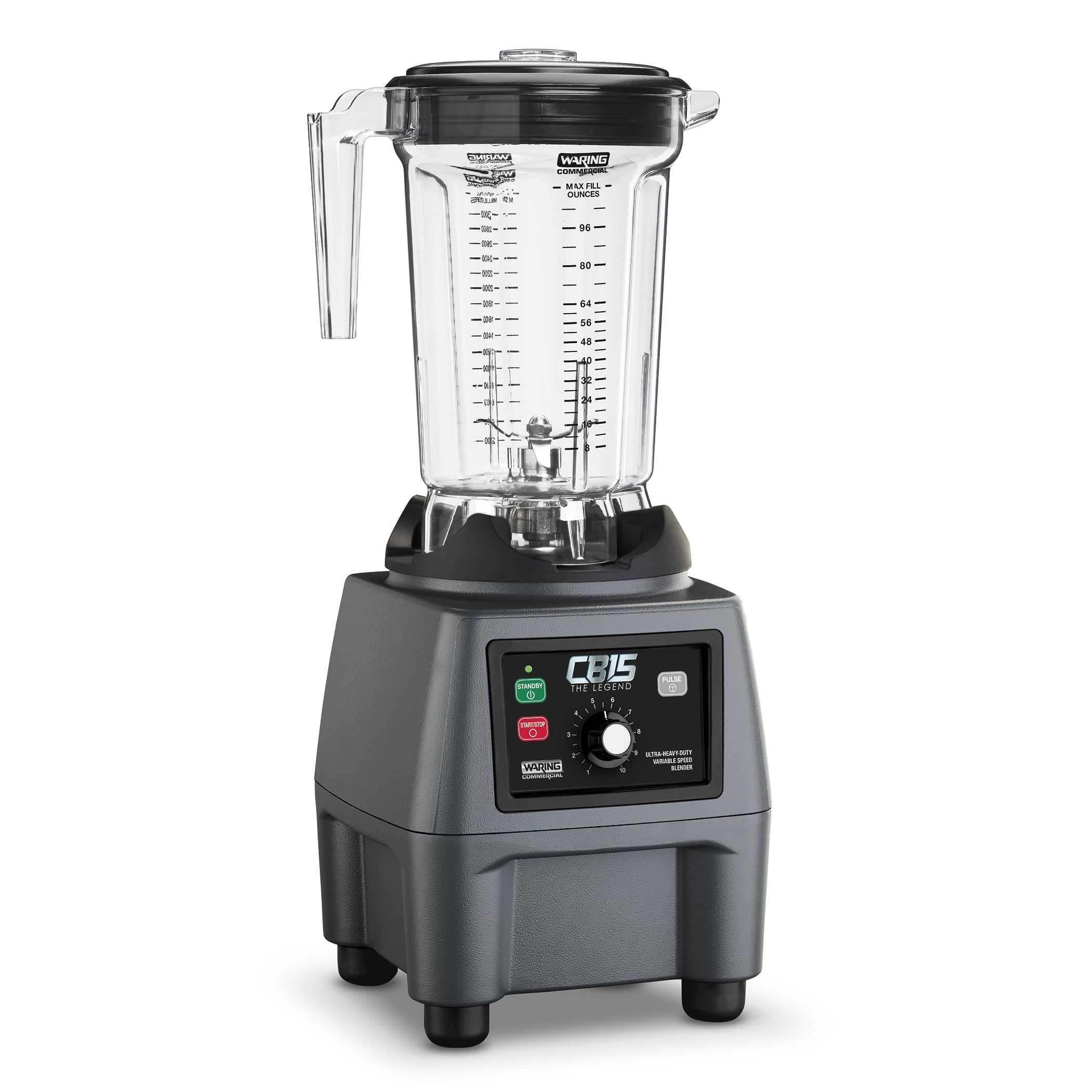 Waring Commercial CB15 Ultra Heavy Duty 3.75 HP Blender, Electric Touchpad Controls with Stainless Steel 1 Gallon Container, 120V, 5-15 Phase Plug,Black