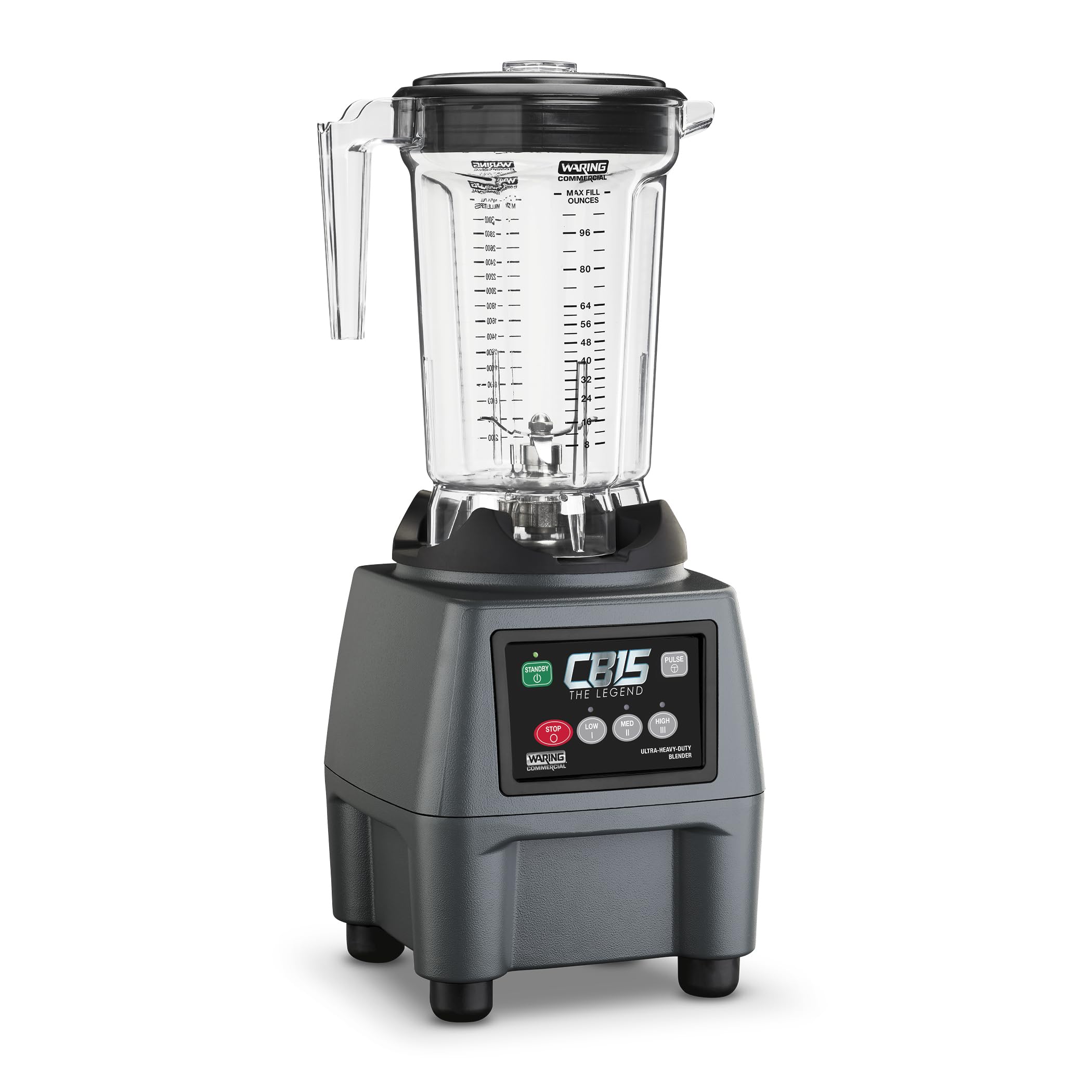Waring Commercial CB15 Ultra Heavy Duty 3.75 HP Blender, Electric Touchpad Controls with Stainless Steel 1 Gallon Container, 120V, 5-15 Phase Plug,Black