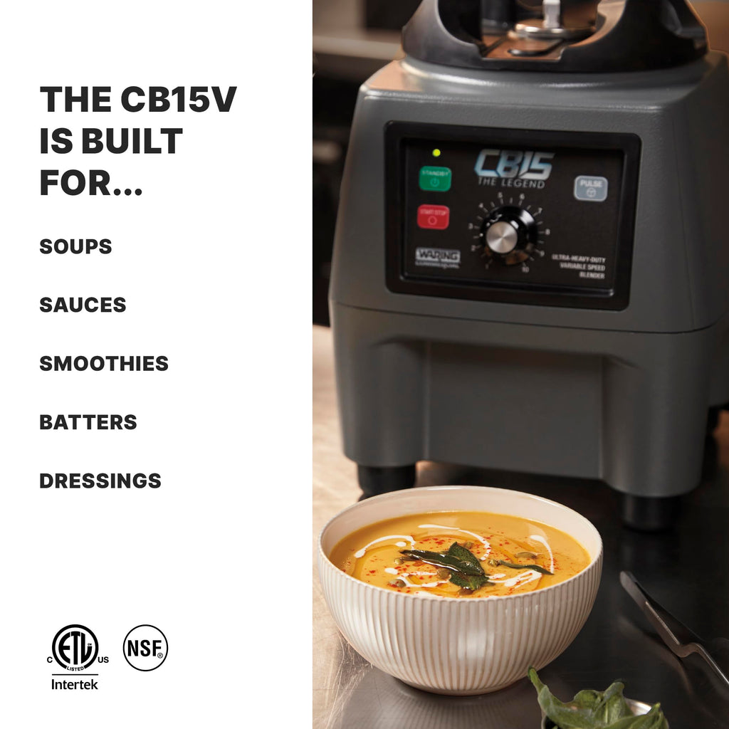 Waring Commercial CB15 Ultra Heavy Duty 3.75 HP Blender, Electric Touchpad Controls with Stainless Steel 1 Gallon Container, 120V, 5-15 Phase Plug,Black