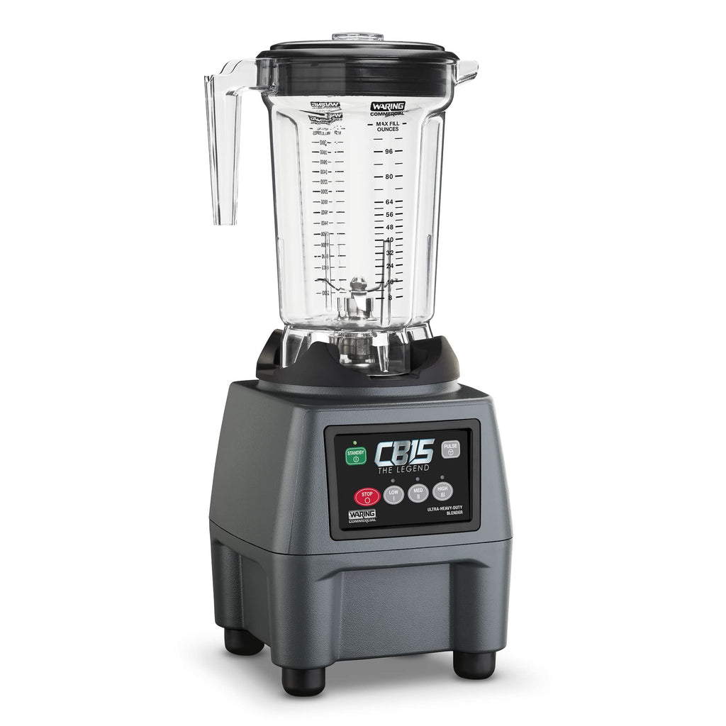 Waring Commercial CB15 Ultra Heavy Duty 3.75 HP Blender, Electric Touchpad Controls with Stainless Steel 1 Gallon Container, 120V, 5-15 Phase Plug,Black