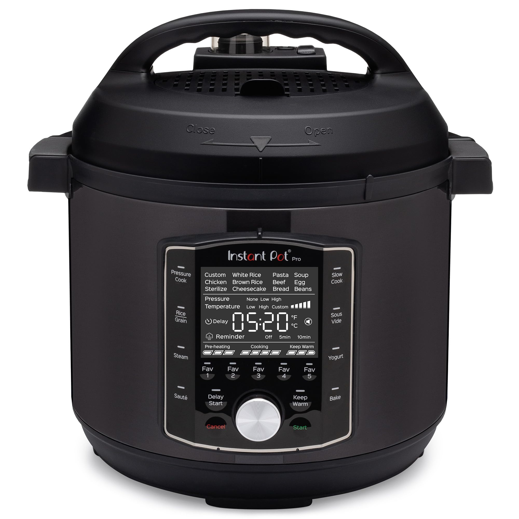 Instant Pot Pro (8 QT) 10-in-1 Pressure Cooker, Slow Cooker, Rice/Grain Cooker, Steamer, Sauté, Sous Vide, Yogurt Maker, Sterilizer, and Warmer, Includes App with Over 800 Recipes, Black